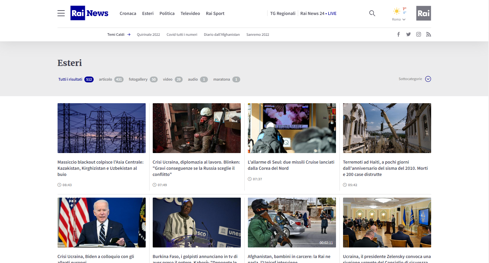 Rai News, sezione Esteri